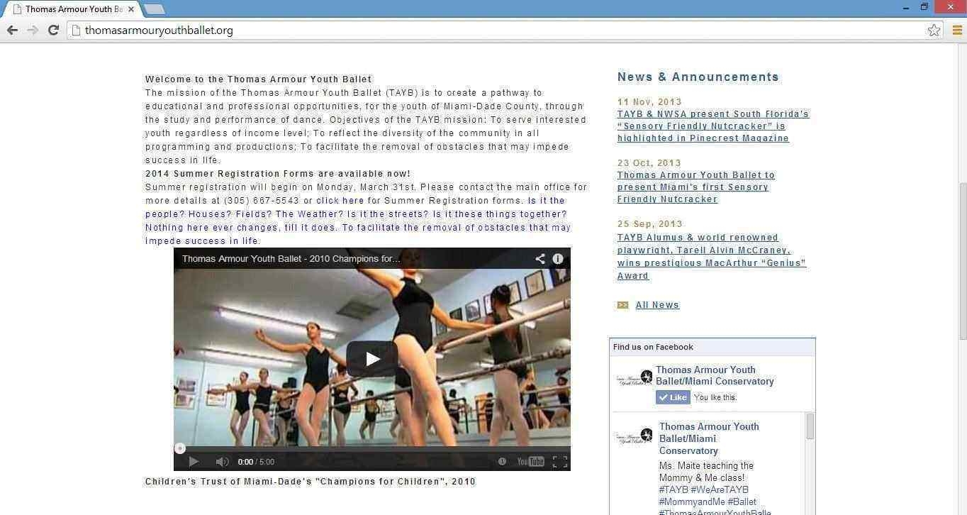 Thomas Armour Ballet O Miami Poetry Screenshot Home Page